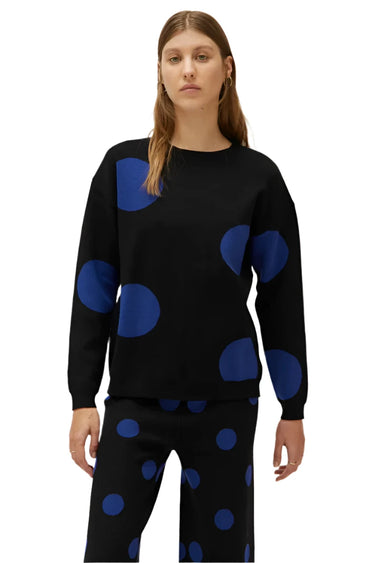 Compania Fantastica Jacquard Knit Polka Dot Sweater in Blue