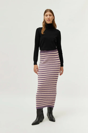 Compania Fantastica Long Purple Striped Knit Skirt