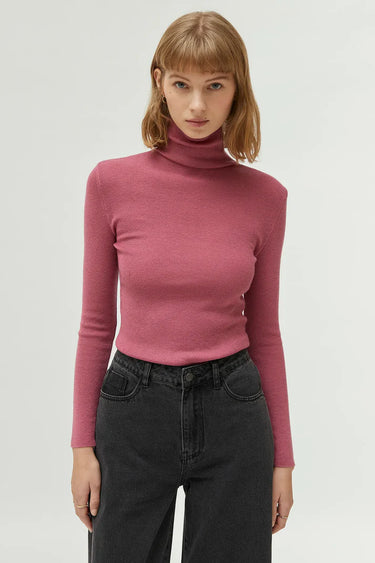 Pink turtleneck top