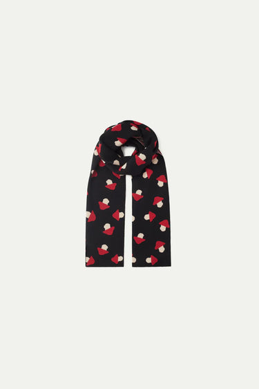 Compania Fantastica Black mushroom print jacquard knit scarf