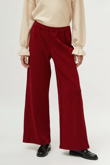 Compania Fantastica Red Jacquard Printed Knit Trousers