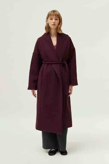 Compania Fantastica Burgundy open midi coat