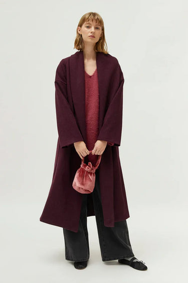 Compania Fantastica Burgundy open midi coat