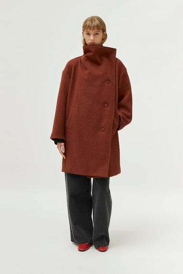 Compania Fantastica Brown turtleneck coat