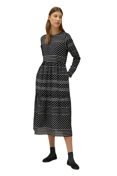 Compania Fantastica Black Striped Print Midi Dress