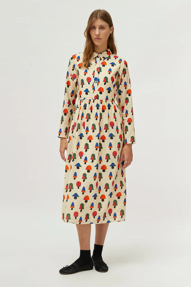 Compania Fantastica Multicoloured mushroom print midi dress