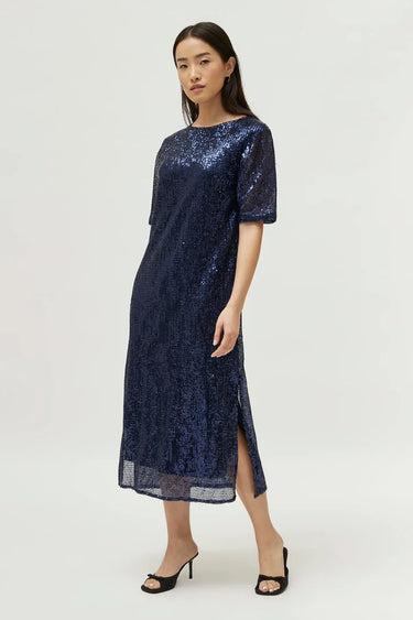 Compania Fantastica Blue sequin midi dress