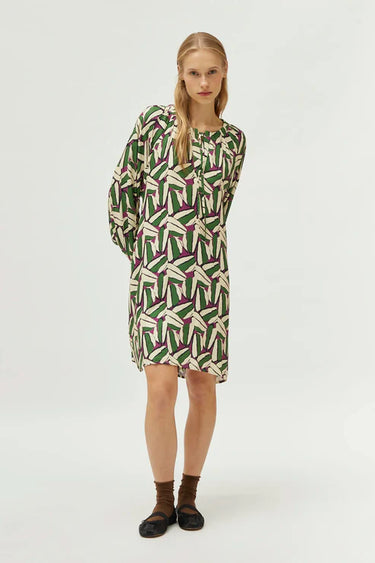 Compania Fantastica Short dress with green geometric print