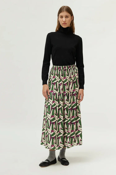 Compania Fantastica Green geometric print long skirt