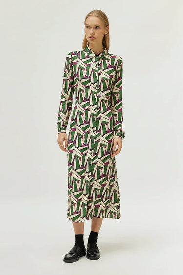 Compania Fantastica Green geometric print midi dress