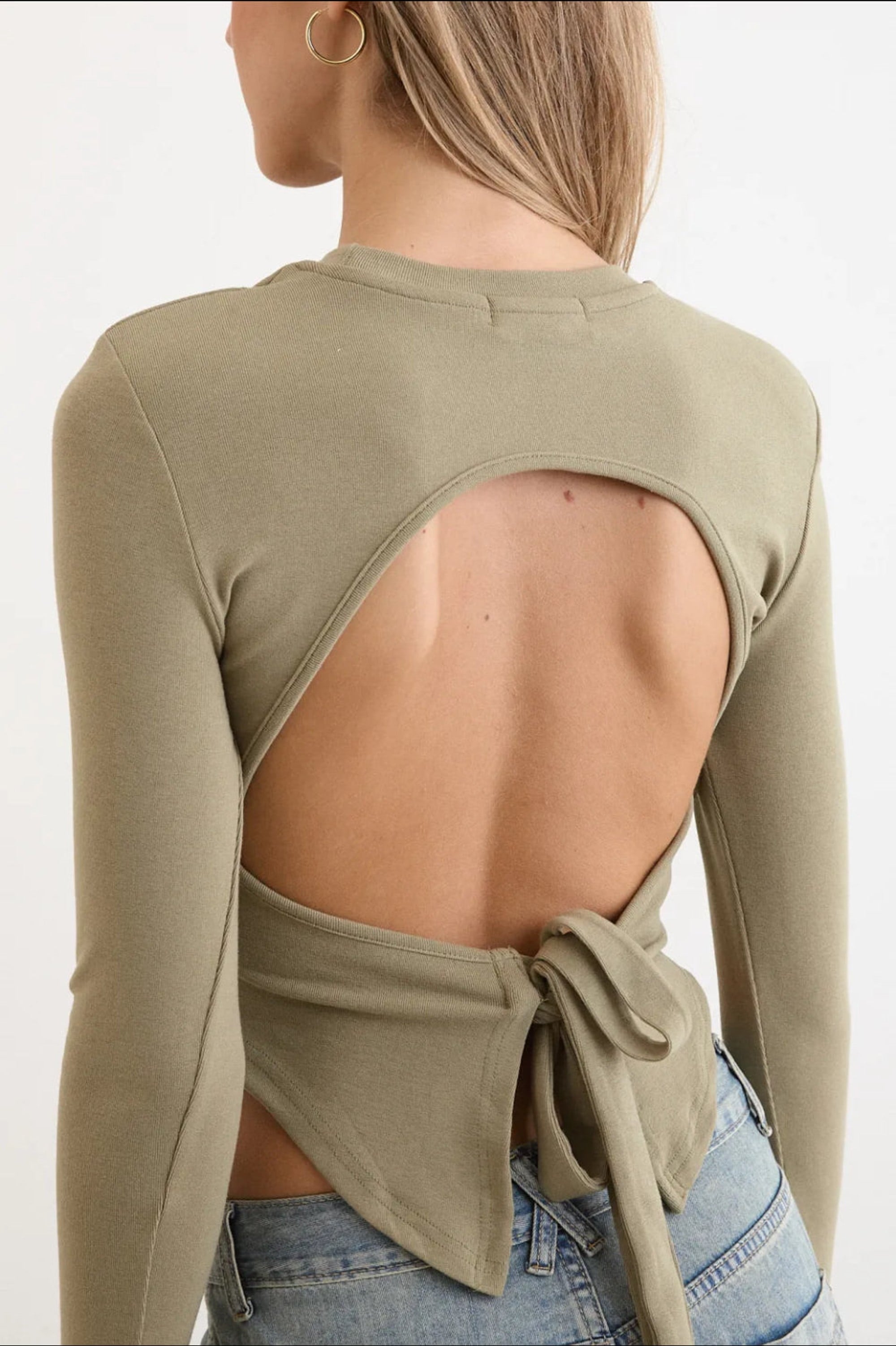 Clever Alice Backless Long-Sleeve in Sage - clever alice