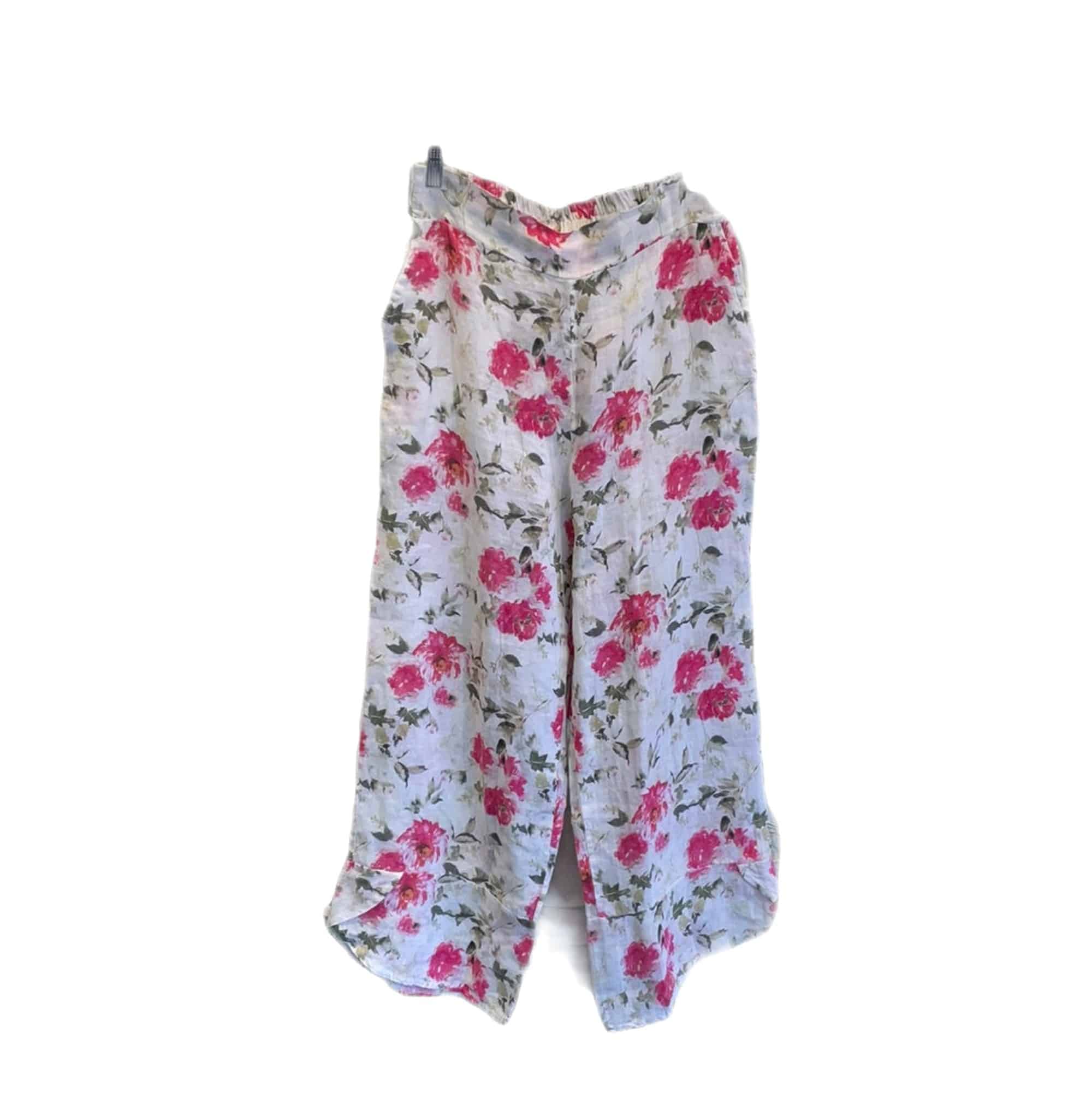 Inizio Linen Pink Floral Pant - clever alice