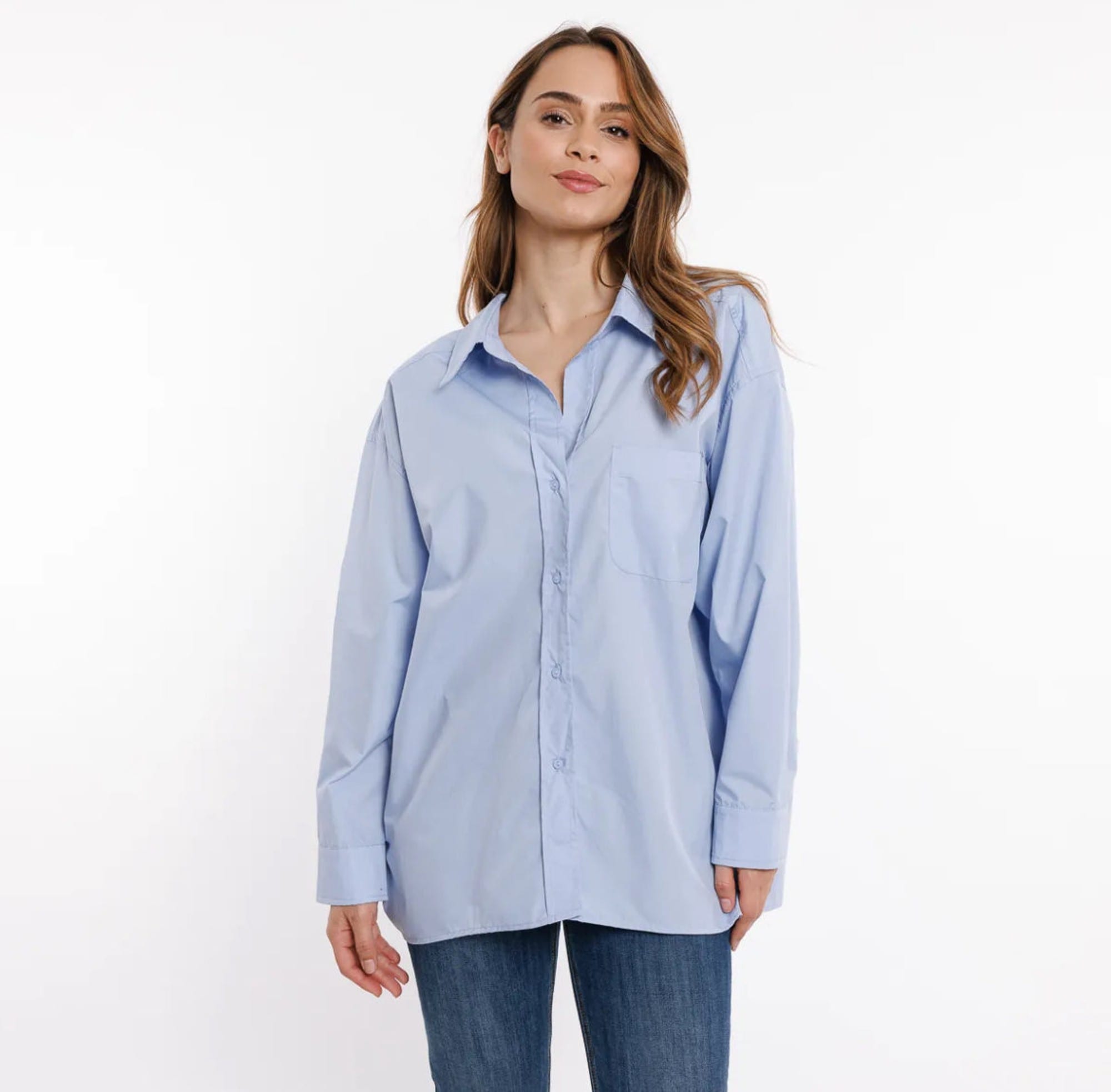 Sweewe Paris Long Sleeve Button Down in Sky Blue - clever alice