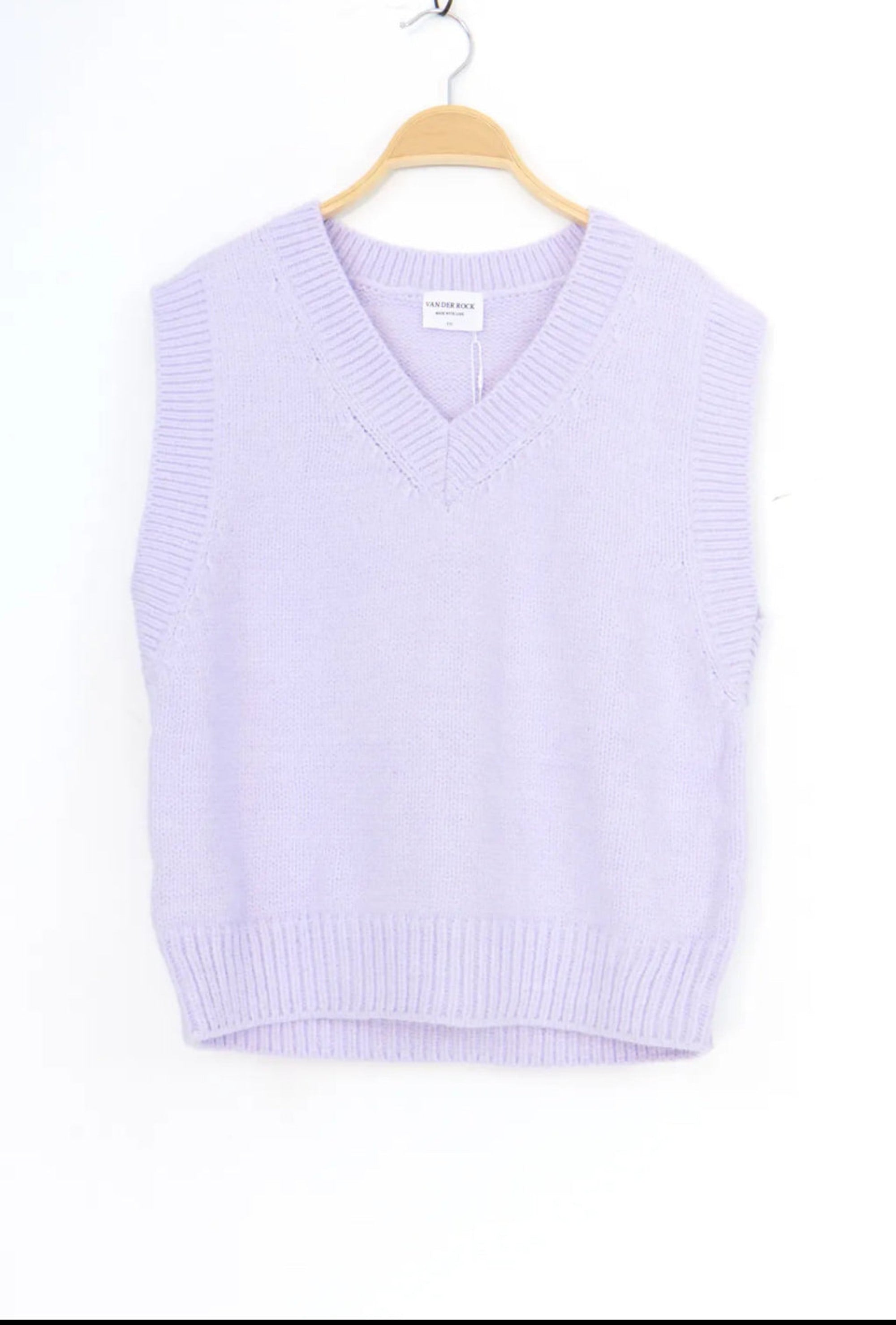 Van Der Rock V-Neck Sweater Vest in Cream, Sage, or Violet - clever alice