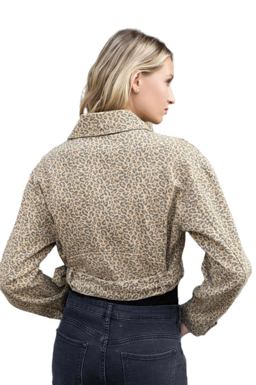 Clever Alice Cheetah Cropped Jacket 