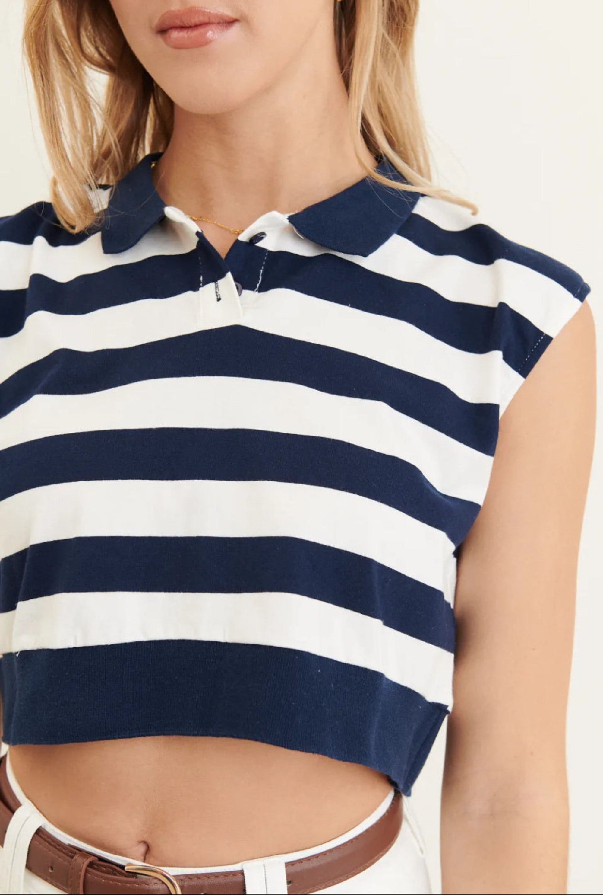 Clever Alice French Crop in Navy and White 