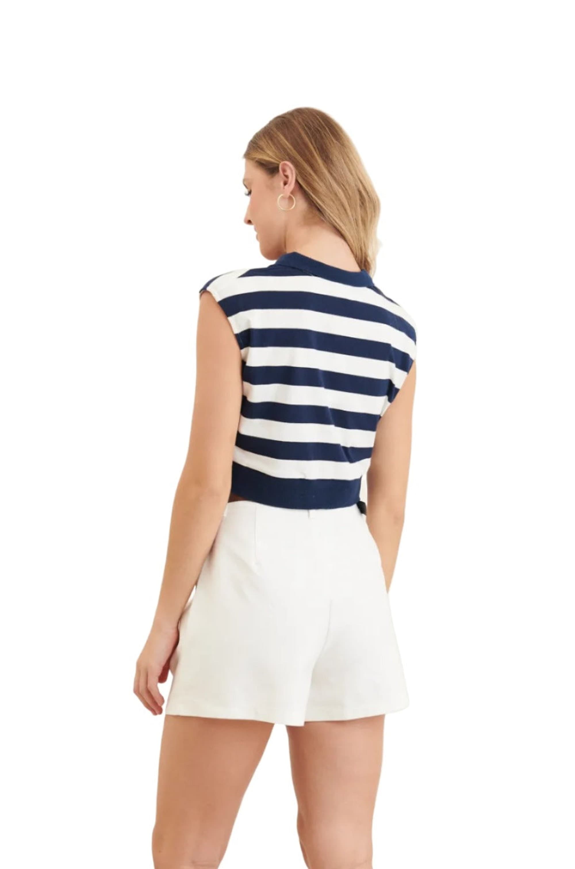 Clever Alice French Crop in Navy and White 