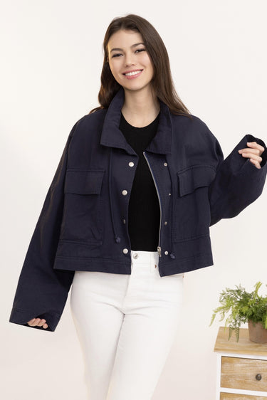 Clever Alice Cropped Aremy Jacket in Navy or Khaki 