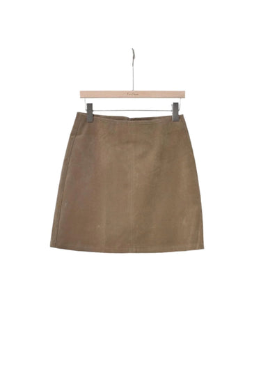 Clever Alice Faux Suede Mini Skirt in Chocolate Only 