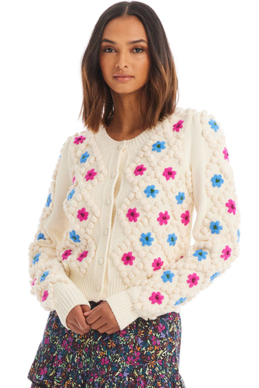 Allison New York Embroidered Pom Cardigan