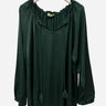 GARÇONNE Silky V-Neck Top in Green 