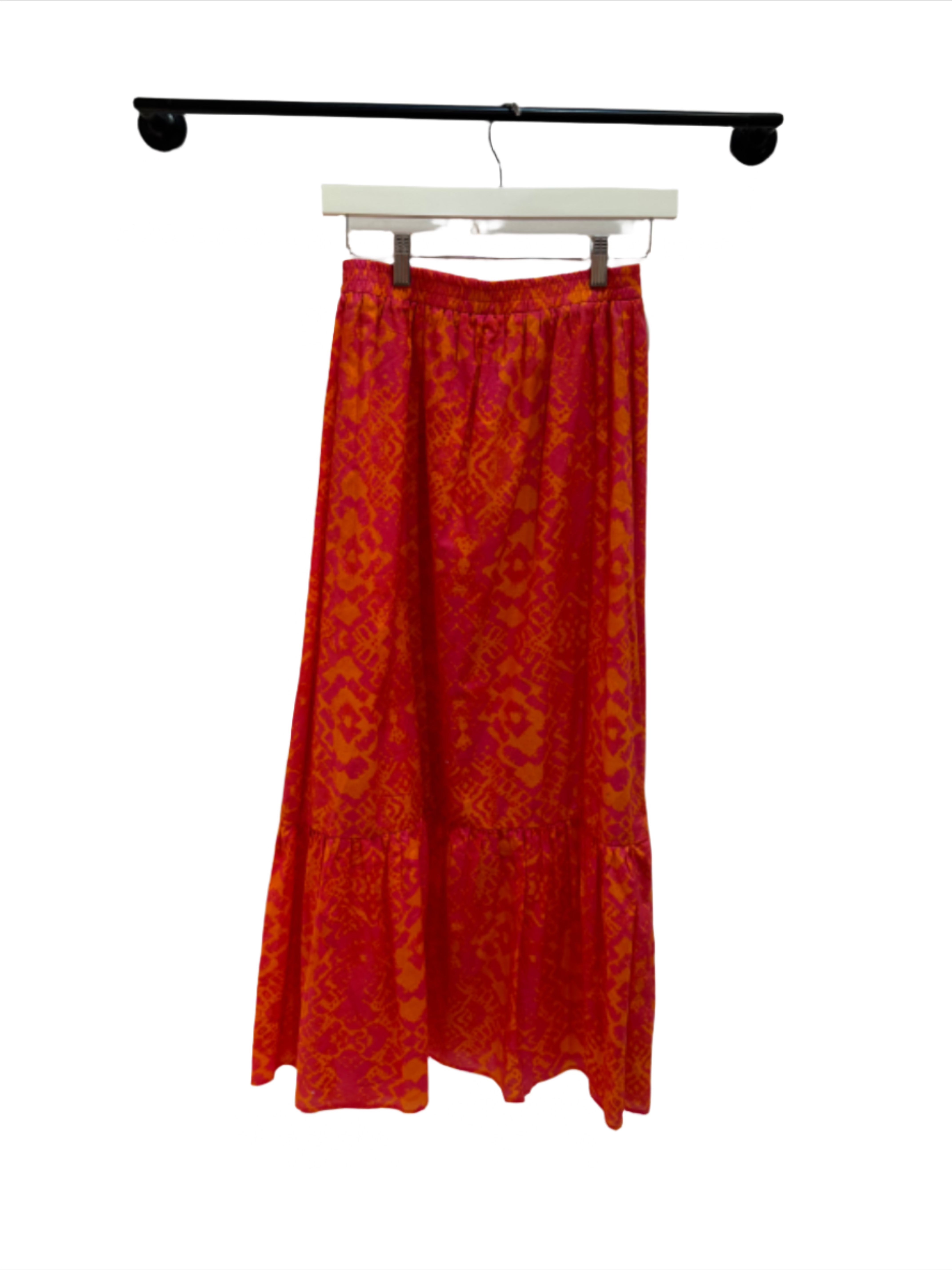 Willa Story Maxi Skirt in Orange and Pink