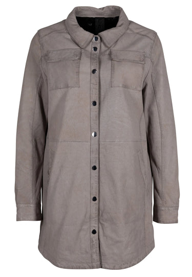 Mauritius Mahi RF Leather Jacket in Light Grey