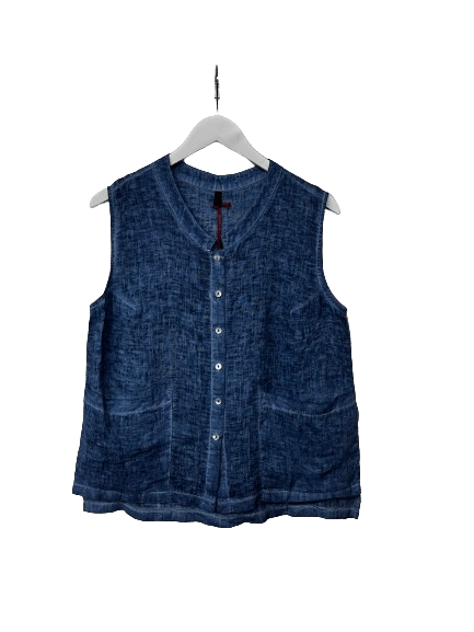 Inizio Linen Button-Up in Navy - clever alice
