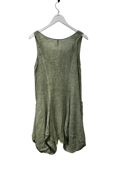 Inizio Linen Button-Up Dress in Turtle Green - clever alice