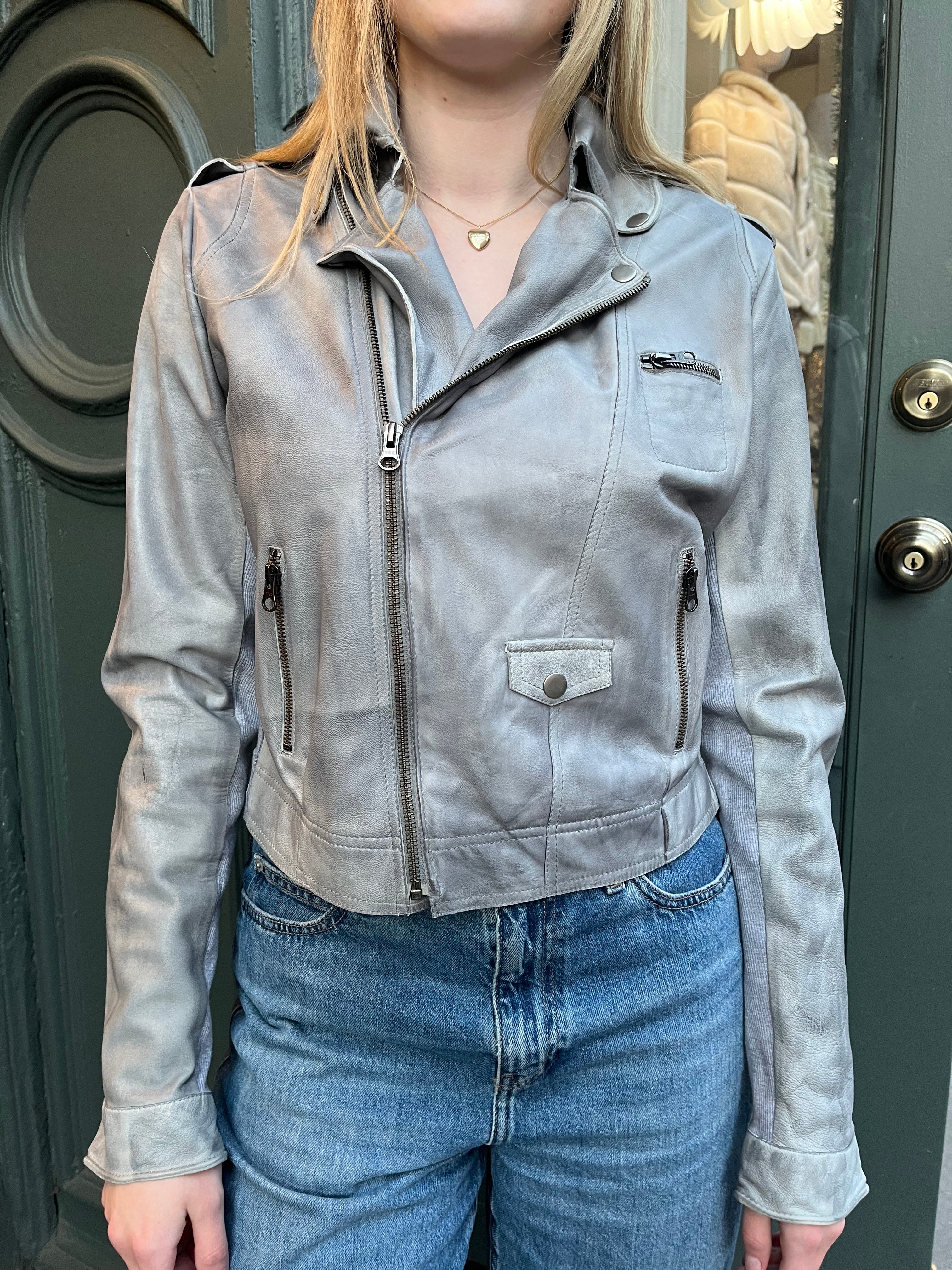 Jakett Leather Jacket in Steel - clever alice