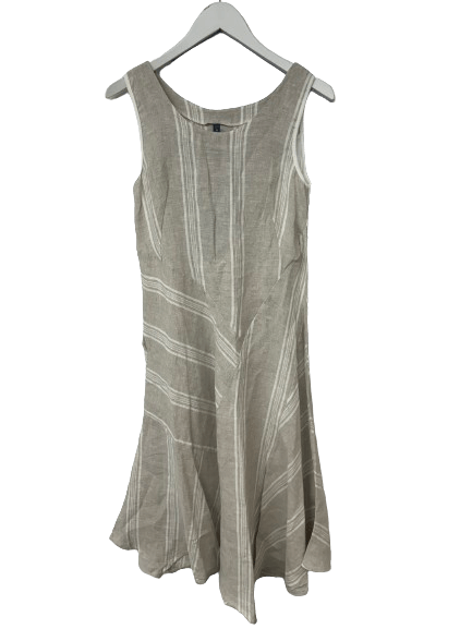 Inizio Linen Striped Dress in Tan - clever alice