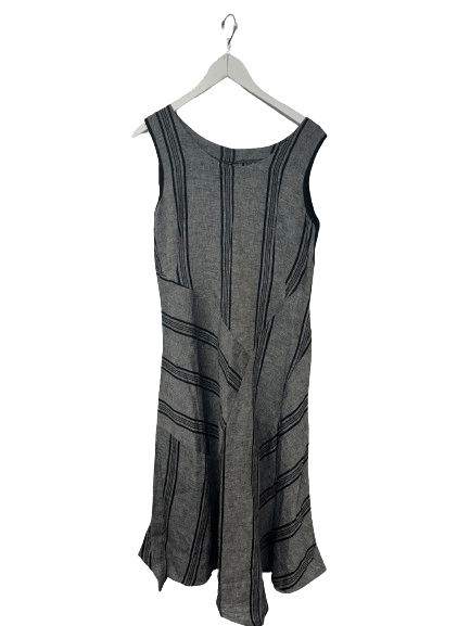 Inizio Linen Striped Dress in Grey - clever alice