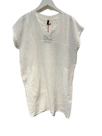 Inizio Linen Short sleeve Dress in White