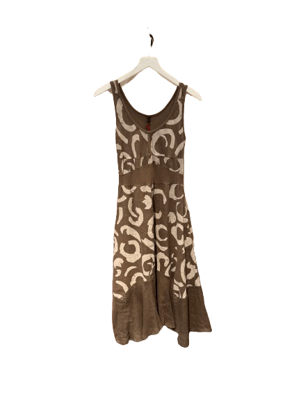 Inizio Linen Swirl Dress in Brown - clever alice