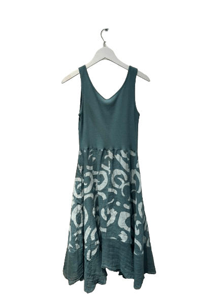 Inizio Linen Swirl Dress in Sea Foam - clever alice