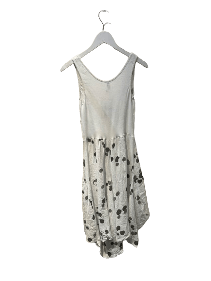 Inizio Linen Polka Dot Cotton Cinch Dress in White - clever alice