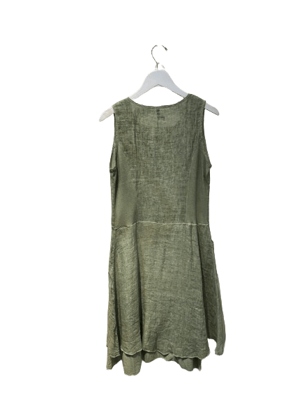 Inizio Linen Dress with Single Pocket in Turtle Green - clever alice