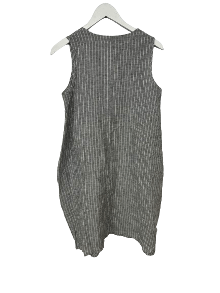 Inizio Linen Striped V-Neck Dress 