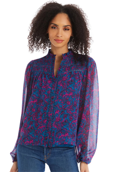 Allison New York Monica Blouse in Botanical Swirl