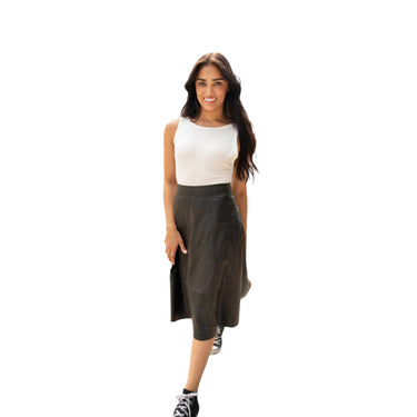 Mauritius Zaza Leather Skirt in Black 