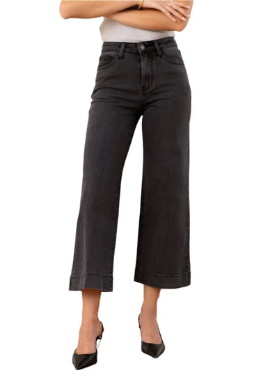 Oraije Paris Windy Wide Leg Cropped Jean in Dark Grey 