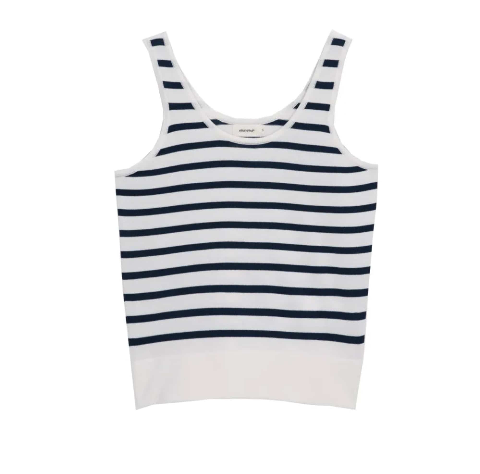 Sweewe Relaxed Tank in White and Navy 