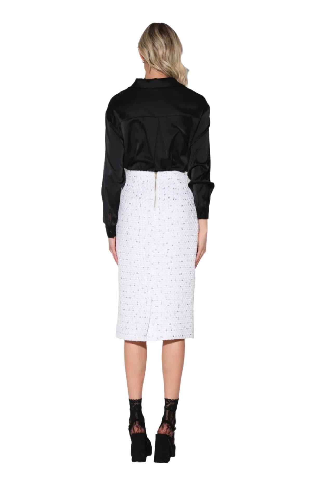 Walter Baker Melany Skirt Parisian Tweed in White and Black