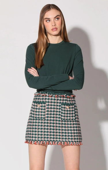 Walter Baker Ansley Skirt in Teal Tweed