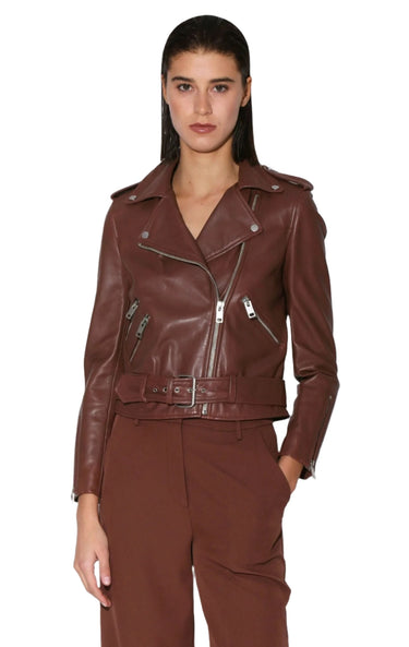 Walter Baker Allison Leather Jacket in Walnut - clever alice