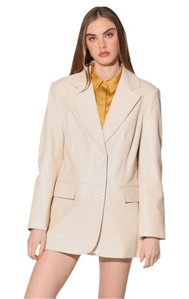 Kira Blazer, Oyster - Leather