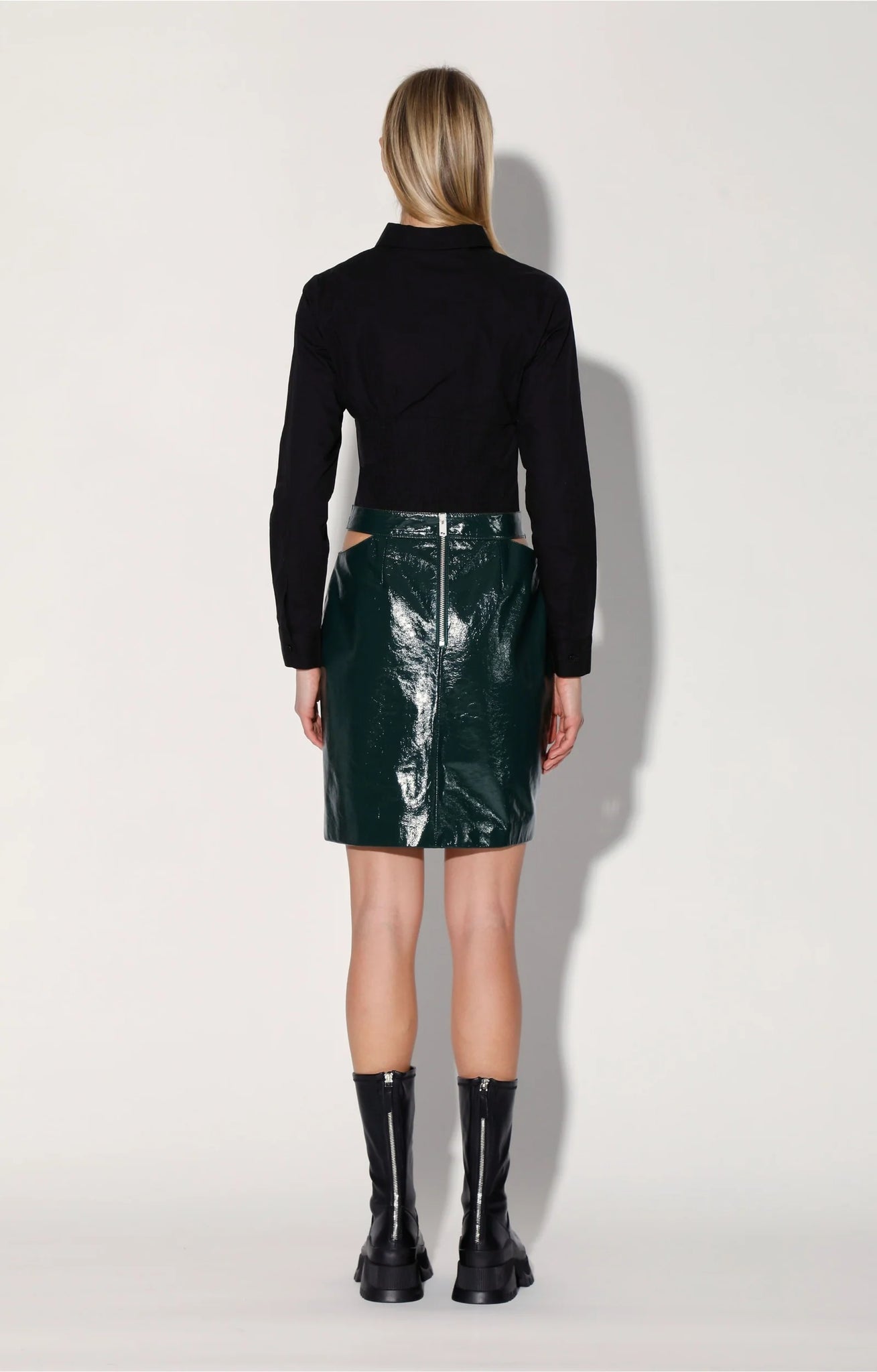 Walter Baker Viola Leather Skirt in Hunter Patent