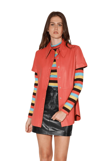 Walter Baker Laney Leather Top in Coral 