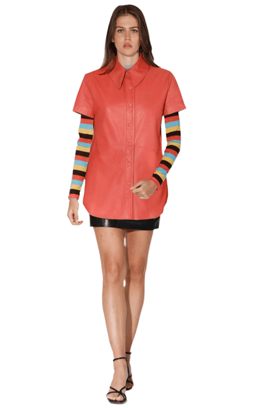 Walter Baker Laney Leather Top in Coral 