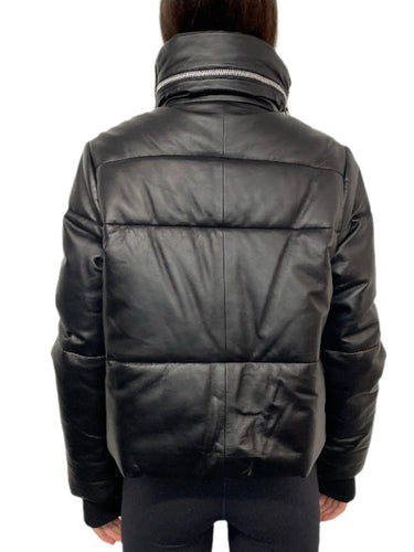 Walter Baker Black Leather Puffer Jacket 